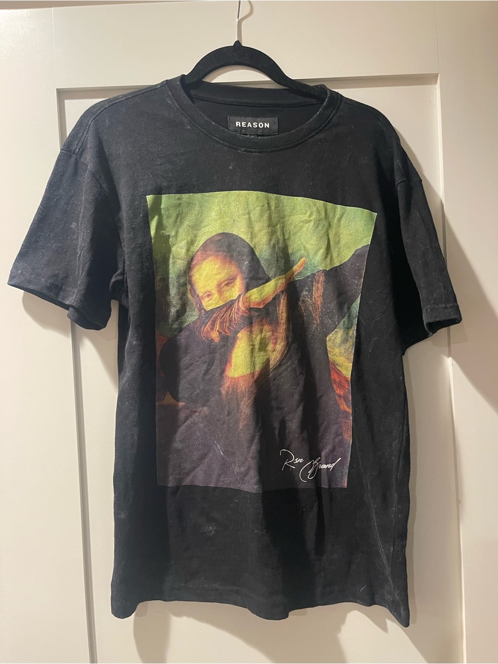 Reason Brand Mona Lisa Dab Graphic Tie Dye T-Shirt Black M NWT